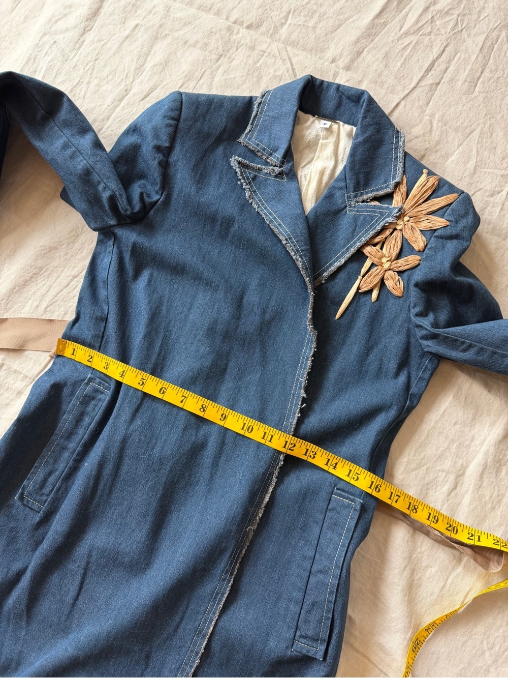 Vintage cotton denim longline jacket xs to small - Picture 14 of 15